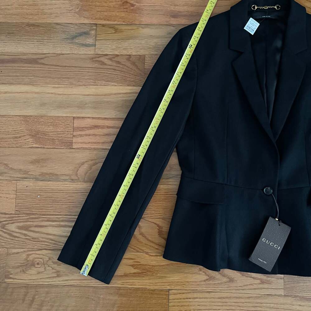 Gucci NWT Archival 2013 Black Wool Cashmere Peplum Blazer Jacket 46 IT US 10 - Picture 15 of 16